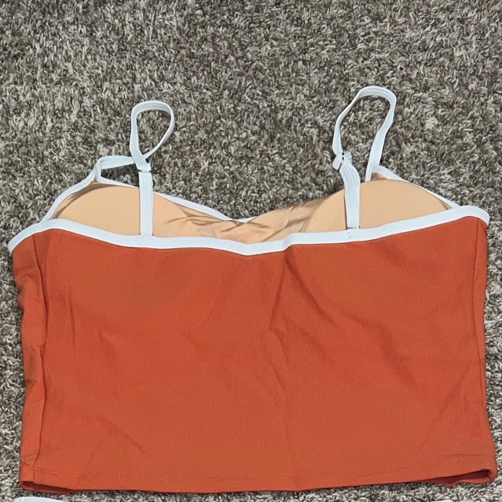 NWT! Geode Women’s Coral with White Trim - Athletic Longline Bikini Top Sz XXL - Picture 8 of 8